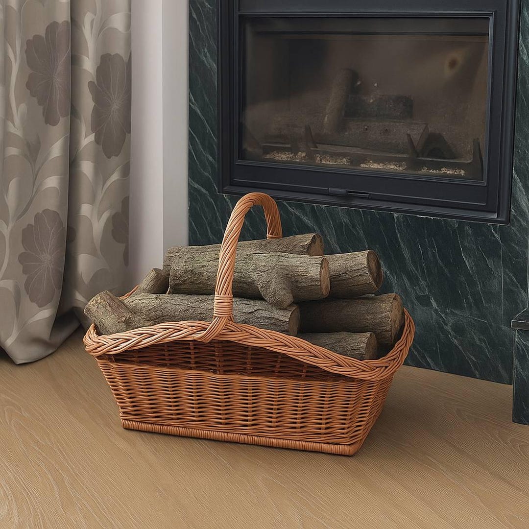 Rustic Log Baskets Handmade Wicker Firewood Basket: Rustic Willow Log Holder - Etsy