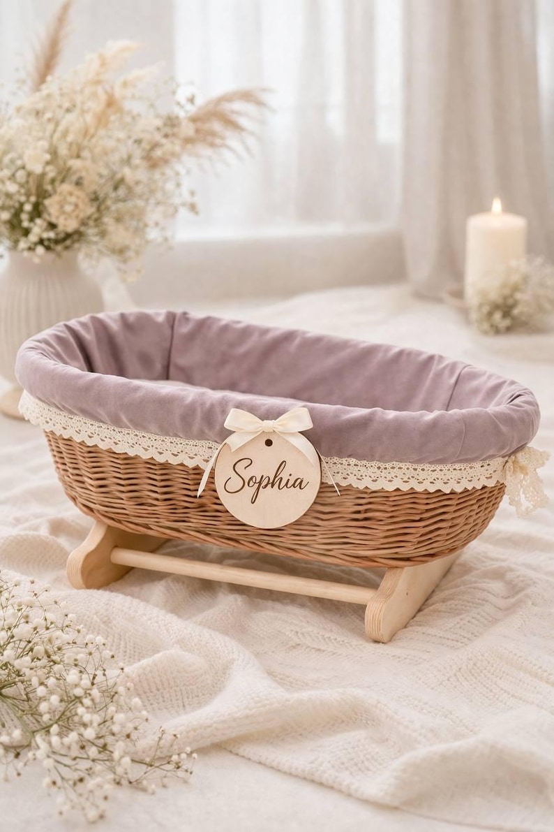 Newborn Photo Prop Basket, Wicker Baby Bassinet, Moses Basket for ...