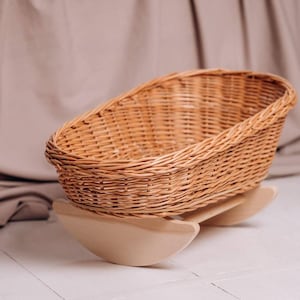 Wicker baby cradle, photo props, newborn baby photographer, bed for dolls, wicker doll pram, baby girl gift, 1st birthday gift