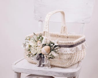 Cesta de Pascua de mimbre, cesta de Pascua, cesta de Pascua con forma de conejito, cesta de huevos de Pascua, cesta de Pascua grande para niños, cesta para niña de las flores, decoración de conejito de Pascua