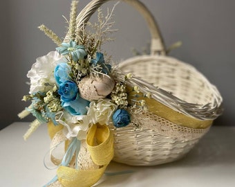 easter wicker basket, flower girl basket, fruit picnic basket with handle, gift decorative market  handwoven basket, made in Ukraine shops