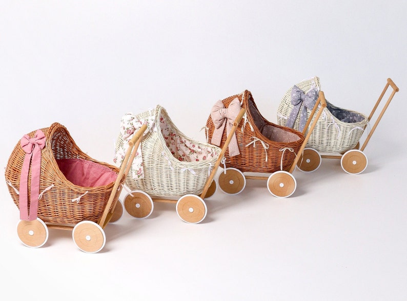 Wicker Doll Pram, Wicker Doll Stroller, Wicker Baby Carriage, Baby Girl Gift, 1st Birthday Gift