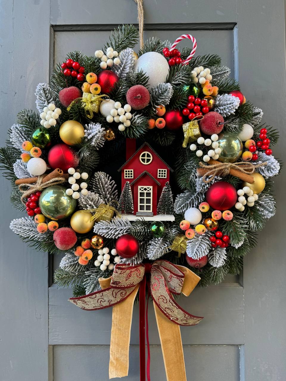 red xmas wreath, red christmas wreath for front door, elegant holiday wreath, winter door wreath, red berry wreath outdoor, front door decor