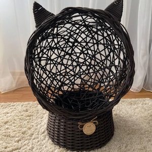 Wicker cat bed, Cat house, Rattan cat basket, Wicker pet basket, Cat house indoor, Pet bed, Cat furniture, Cat cave, Small dog bed