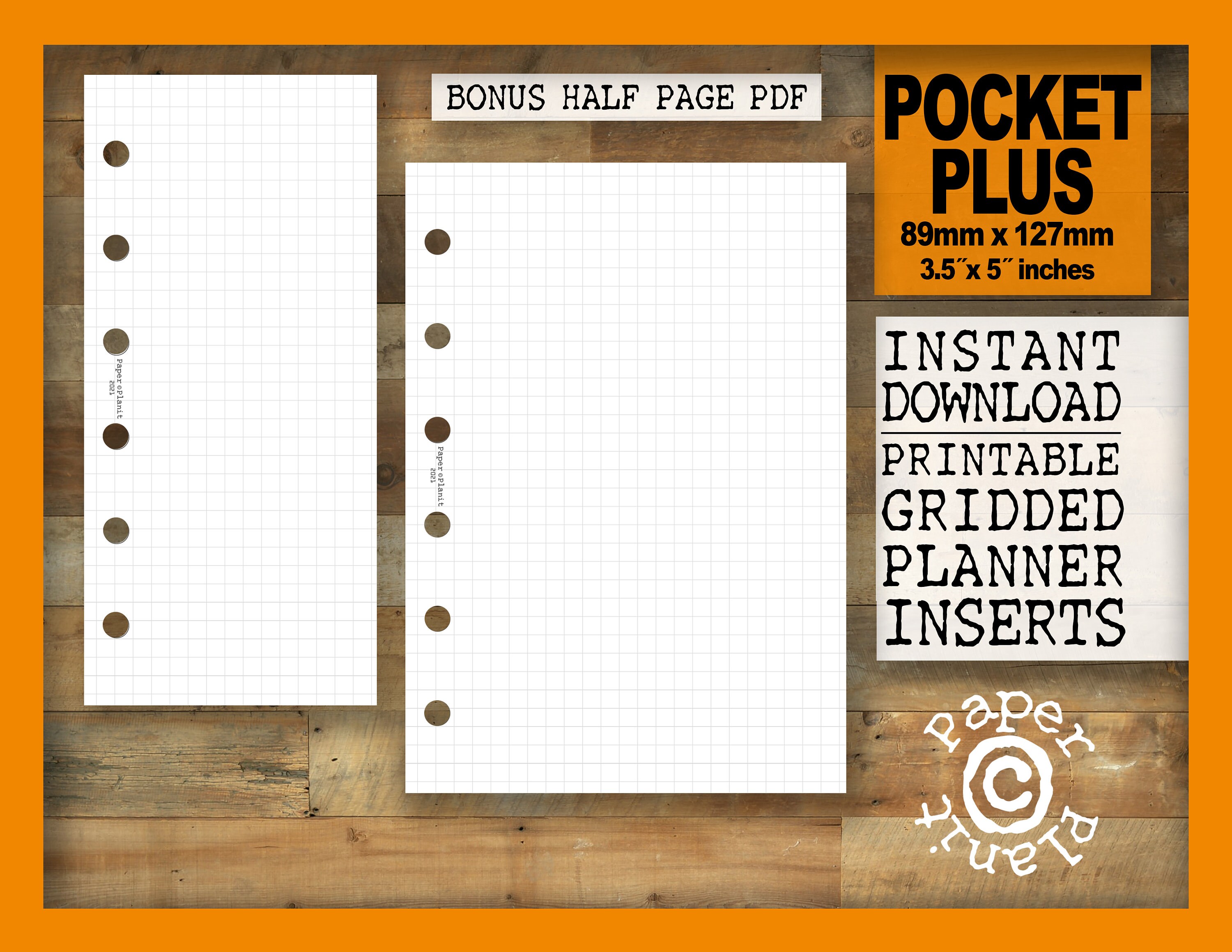 Pocket Plus Planner Inserts Grid Page Pocket Plus Etsy