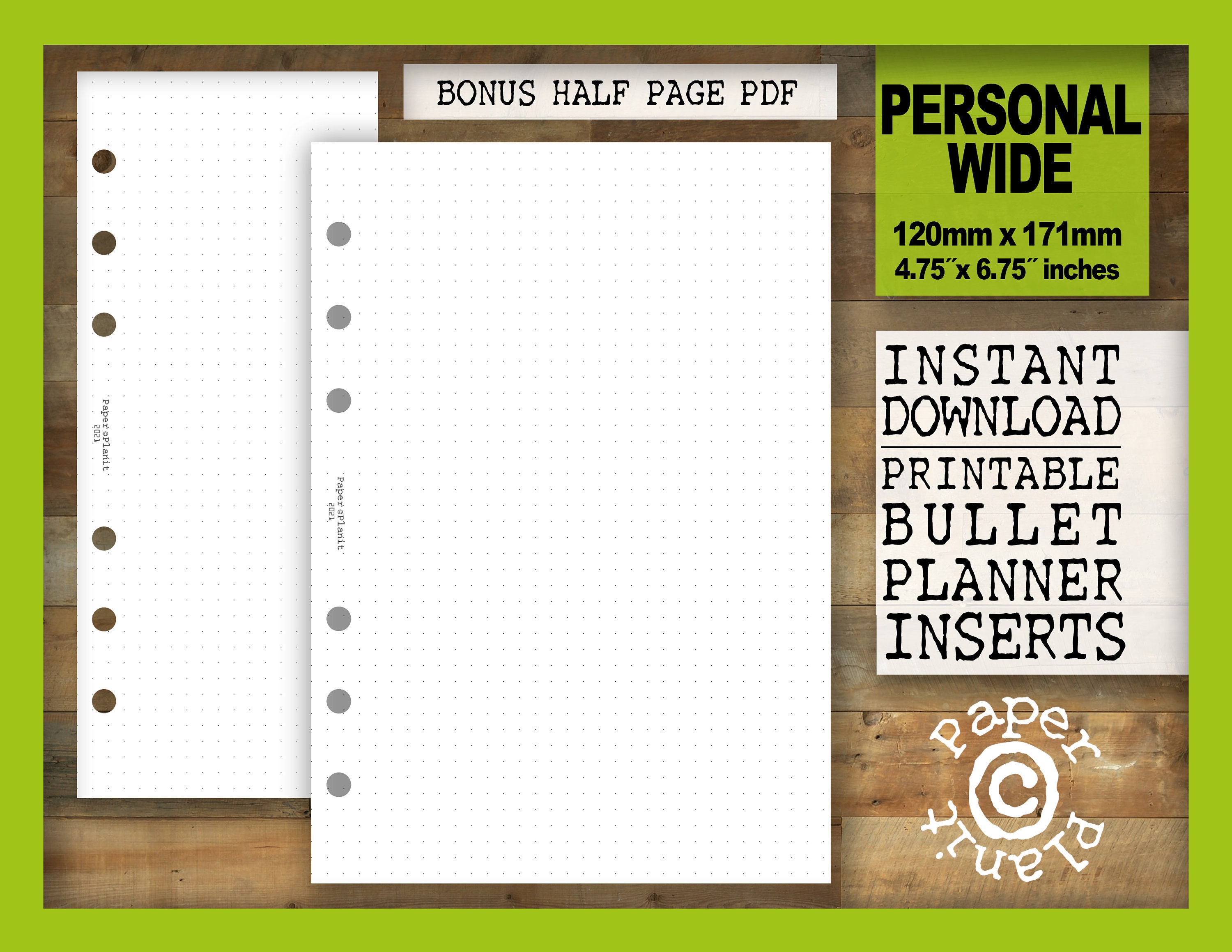 Personal Wide Planner Inserts Bullet Page Personal Wide Etsy