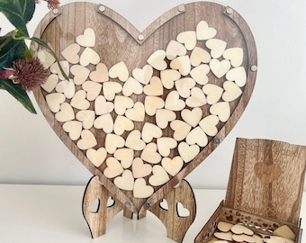 Personalized Wooden Wedding Guest Book Alternative: Heart Keepsake