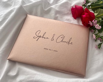 Personalized Rose Gold Wedding Guest Book: Hand-Printed Modern Keepsake