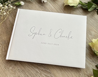 Personalised Wedding Guest Book | High Quality Hand-Printed Book | White Modern Wedding Guest Book |