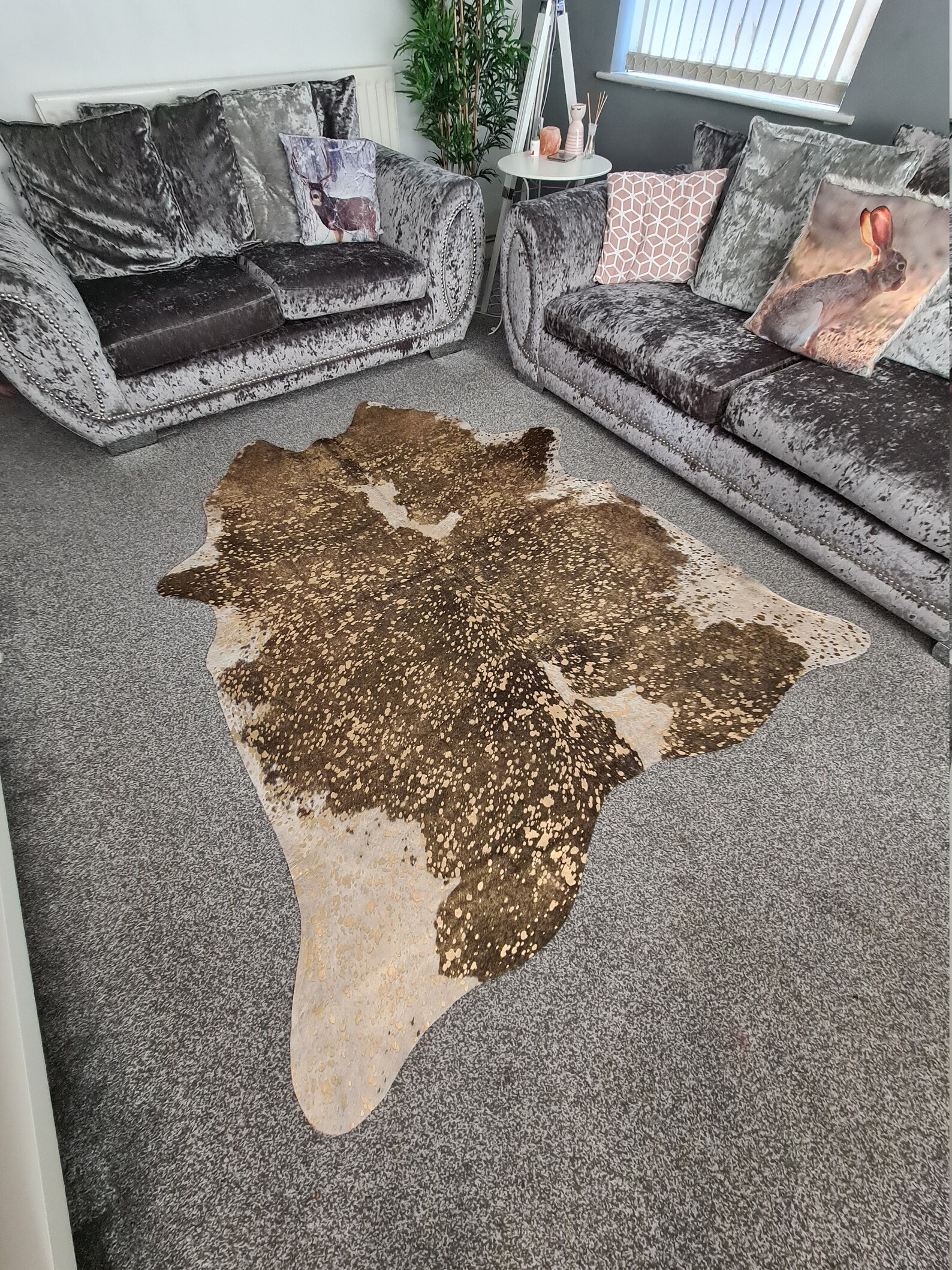 Gold Metallic Cowhide Rug Brown and White Bovine Cow Skin Etsy