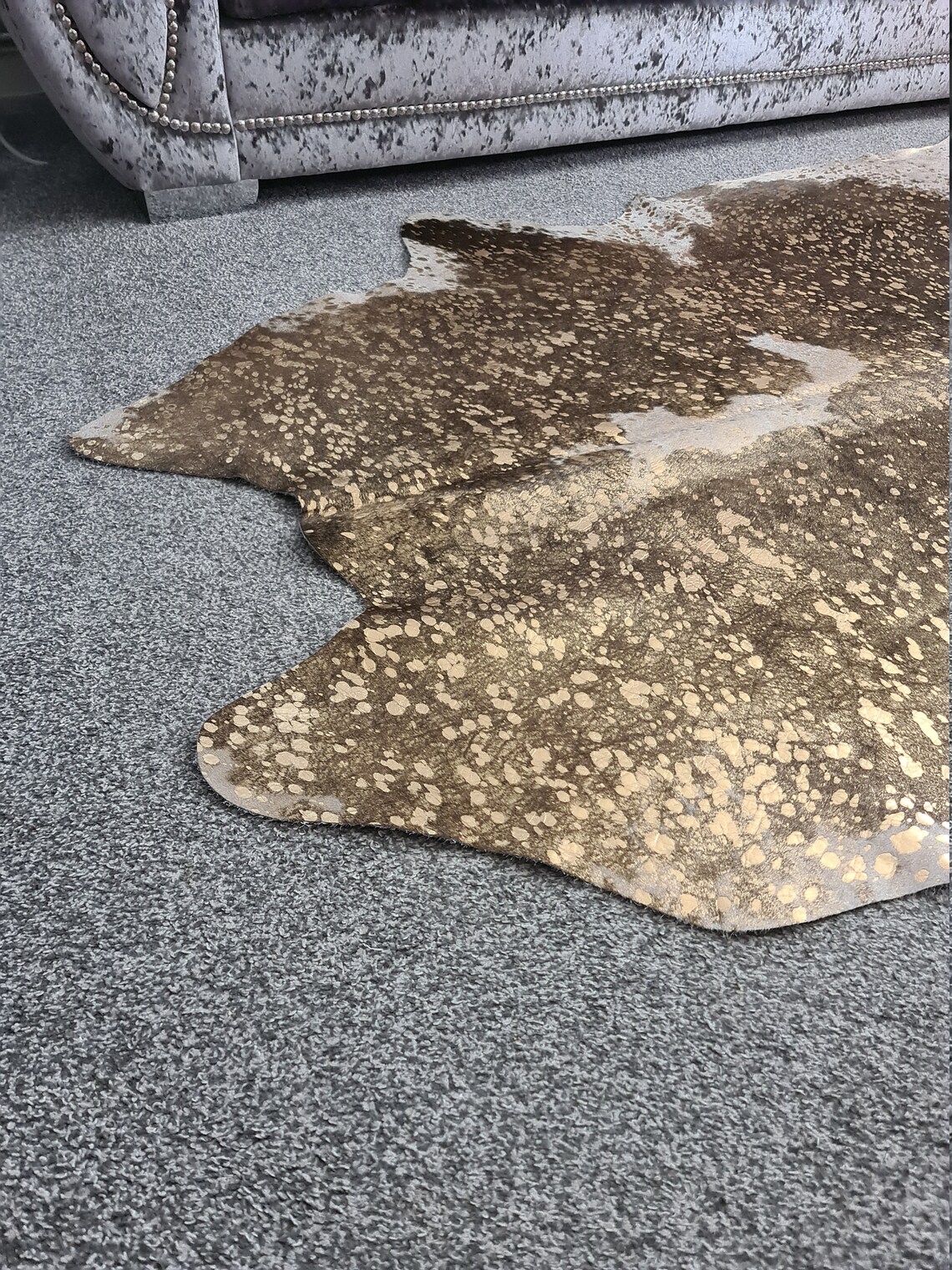 Gold Metallic Cowhide Rug Brown and White Bovine Cow Skin Etsy