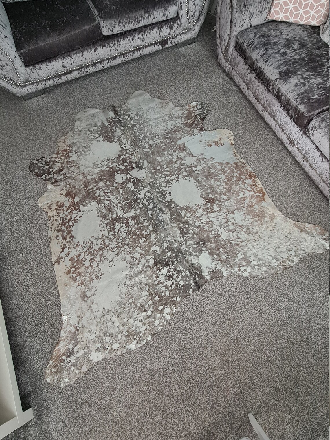 Silver Metallic Cowhide Rug Brown and White Bovine Cow Skin Etsy