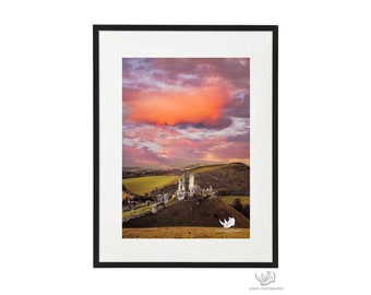 Corfe Castle Sunset | Dorset | Fine art photo print | Wall art | Home decor | New home gift | Housewarming gift | Birthday present