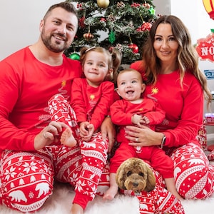 Family Christmas Pyjamas 2025 – Matching Xmas PJs for Adults, Kids, Babies & Dogs | Premium 95% Cotton Holiday Pajamas