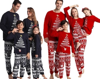 Christmas Family Pyjamas | Red or Navy | Christmas Matching Pajamas | Adult Kids Dogs Xmas Sets