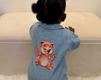 Baby Bear Denim Romper | Baby Romper | Baby Shower Gift Idea