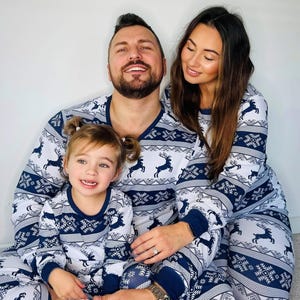 Navy Fair Isle Family Christmas Pyjamas: Organic Cotton Matching PJs