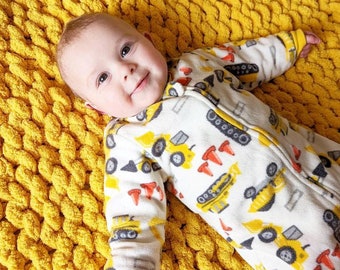 Trucks Fleece BabyGrow | Baby Gift / Baby Shower | Soft cotton with zippers