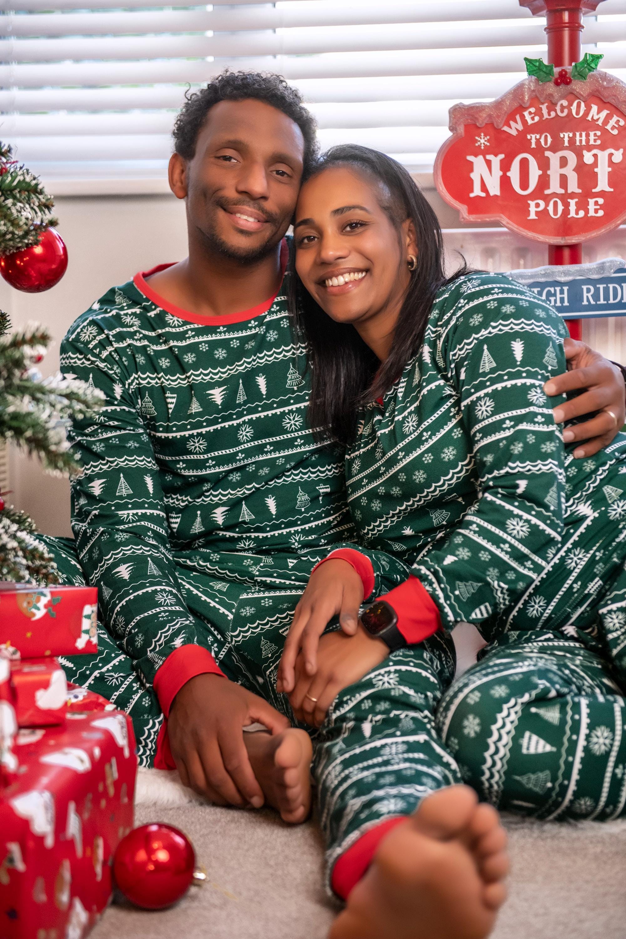 Green and White Christmas Pajamas Etsy Canada