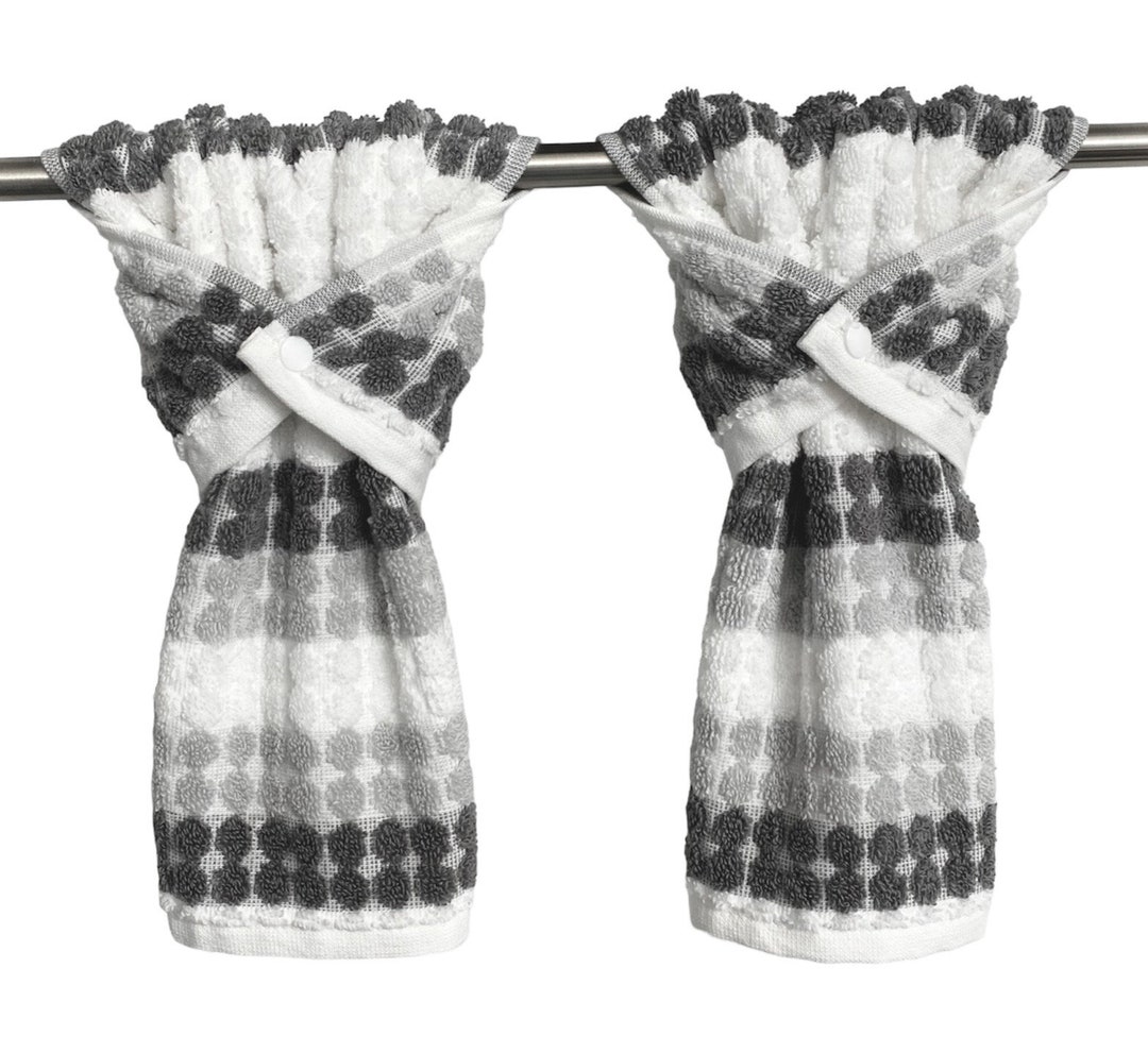 Gray and White Fingertip Towels Stay Put Towel Small Hand Etsy