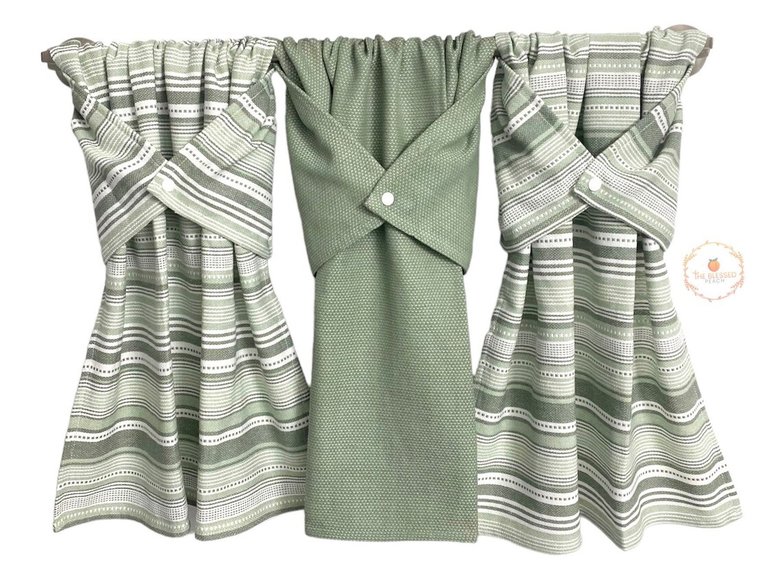 Sage Green Kitchen Tea Towels Stay Put Towel Dish Drying Etsy