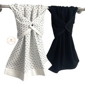 Black and White Kitchen Towels, Hanging Hand Towels, Cotton Dish Towels ...