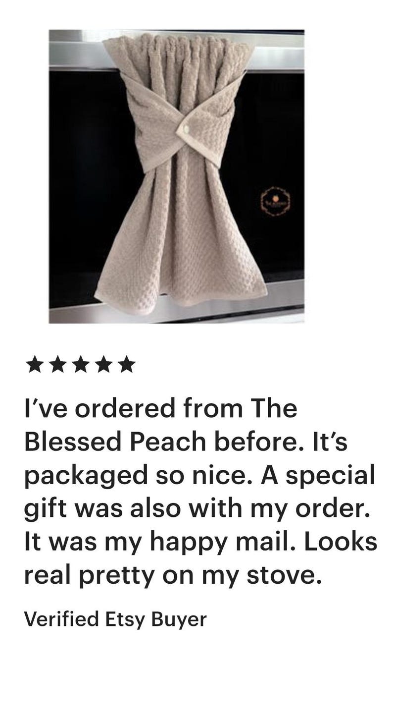 Tan hanging hand towel, stay put dish towel, beige dish towel, oven/stove handle towel, towel that stays in place, solid brown kitchen towel image 5