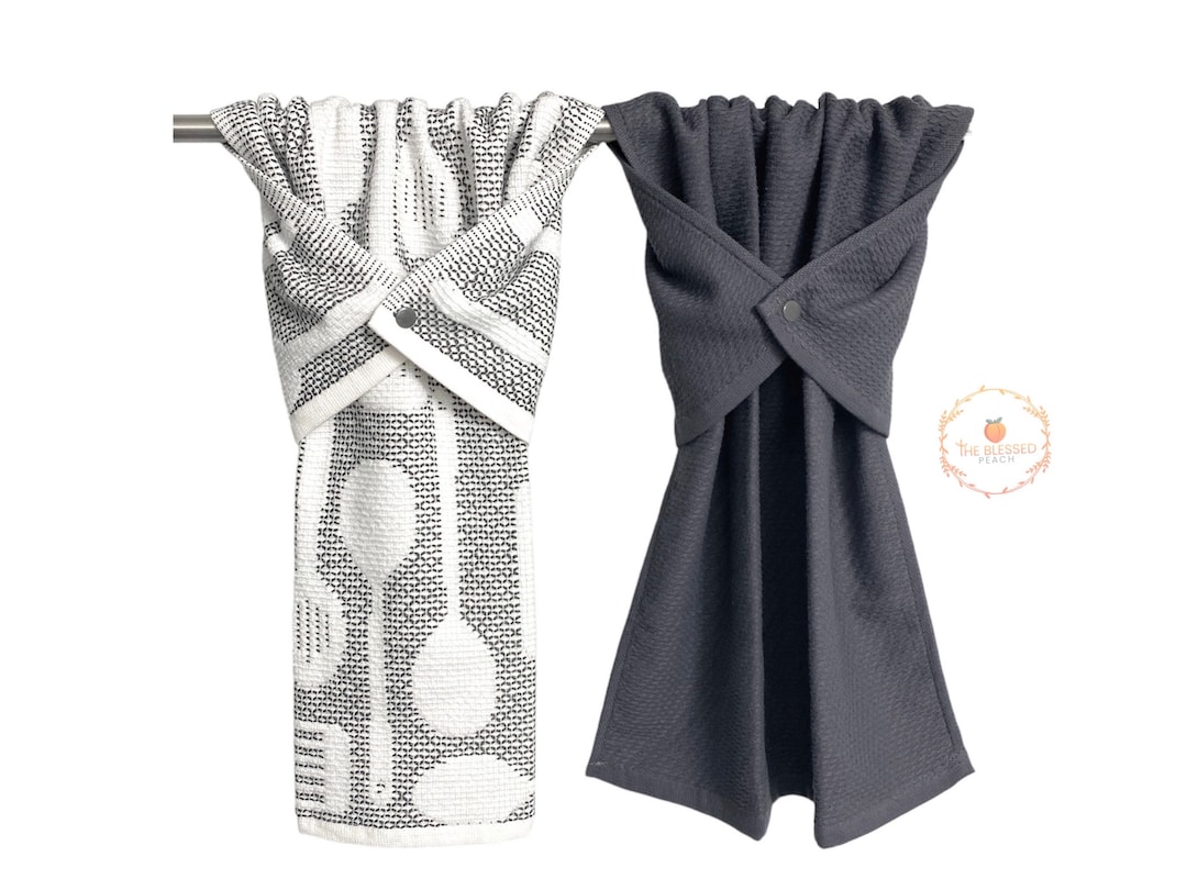 Gray and White Dish Towel, Gray and White Kitchen Towel, Stay Put Towel ...