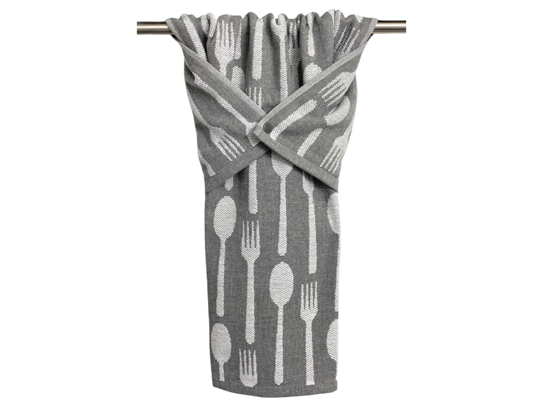 Gray and White Kitchen Towel, Stay Put Towel, Dish Drying Towel, Oven