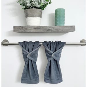 Gray Fingertip towel, stay put towel, small hand towel, guest bathroom towel, small finger tip towel, guest tip towel