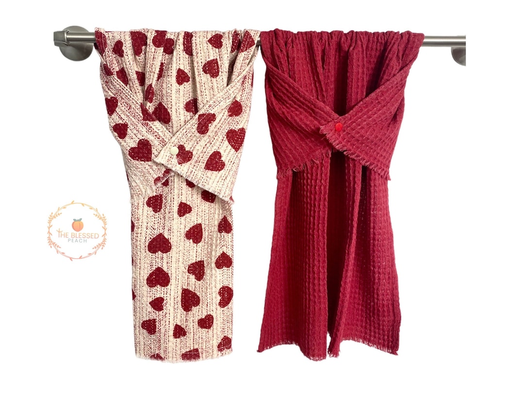 Valentines Day Dish Towel With Hearts, Stay Put Towel, Dish Drying