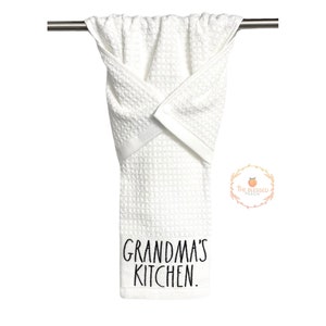 Kitchen dish towel for grandma, Stay put towel, hanging hand towel, towel for oven/stove handle, Mother’s Day gift for grandma, nana gift