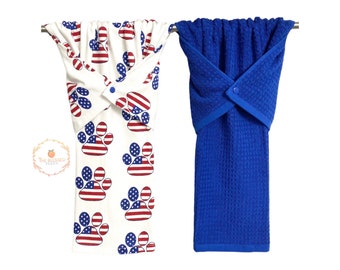 Patriotic kitchen towel, stay put towel, red white and blue towels, fourth of july kitchen towel, oven/stove handle towel, USA dish towel
