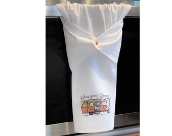 Fun dish towel for camping, stay put towel, dish drying towel, kitchen dish towel for RV, towel for oven/stove handle, gift for RV lover