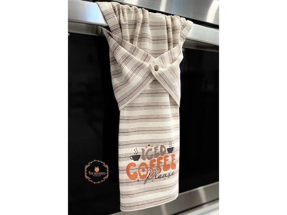 Coffee bar tea towel, Kitchen Dish Towel, Coffee lover Kitchen Towel, Dish Drying Towel, gift for iced coffee lover, Oven/stove handle towel