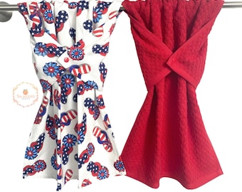 Patriotic kitchen towel, stay put towel, red white and blue towels, fourth of july kitchen towel, oven/stove handle towel, USA dish towel