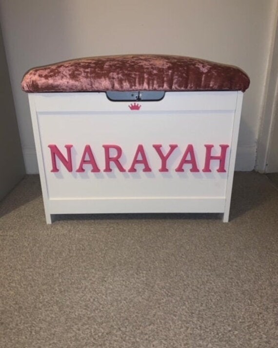 Personalised crushed velvet toy box sale