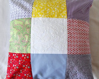 Zomer patchwork. Handgemaakt kussen, cadeau, woninginrichting