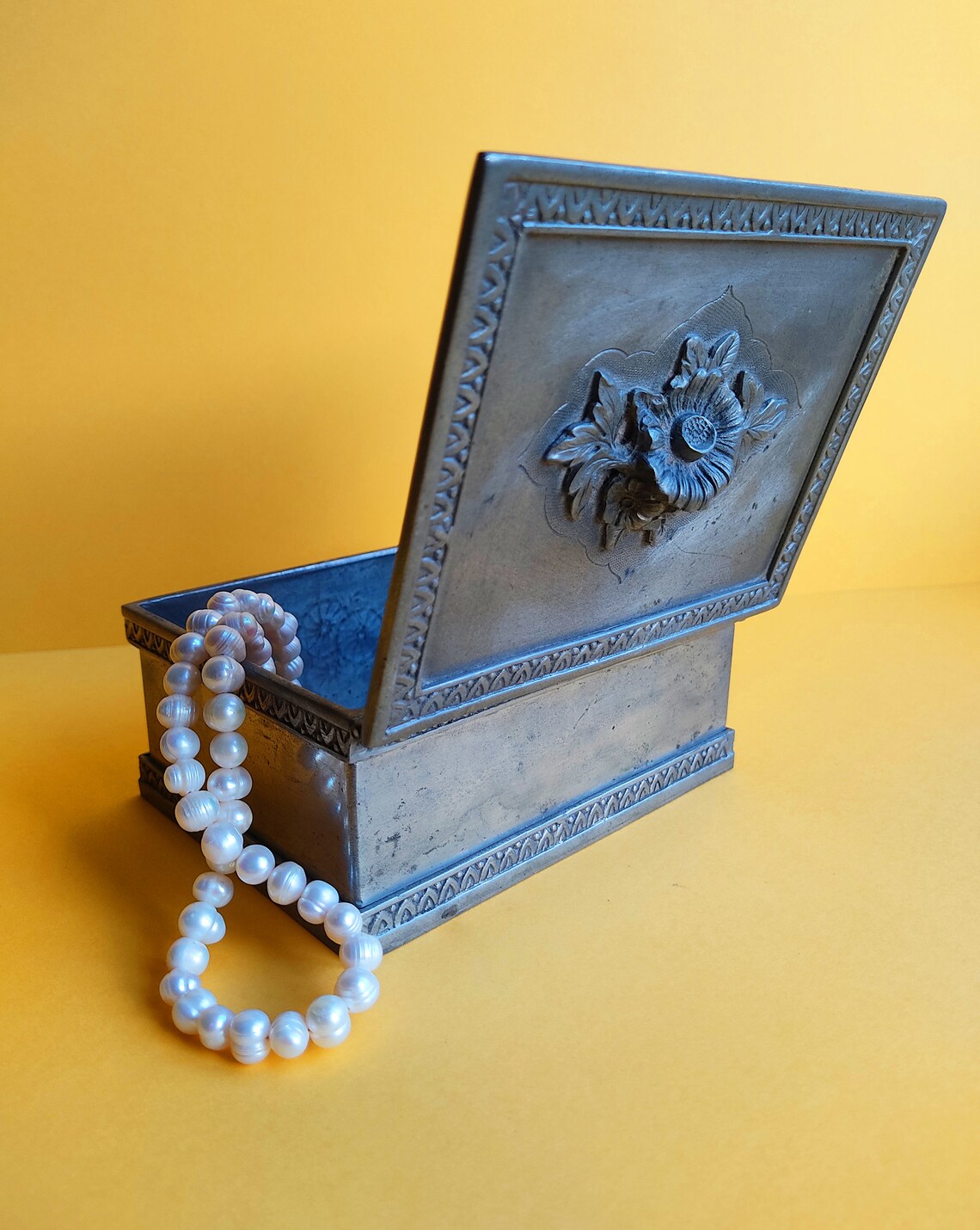 Vintage Pewter Jewelry Box 95% Pewter Storage Box - Etsy