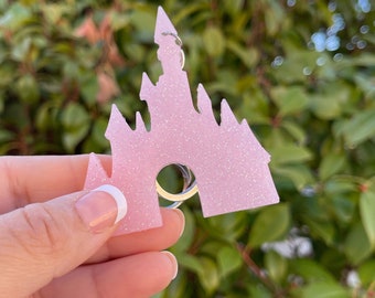 Cute Castle Key Chain Disney Inspired pink /& mustard or floral one of a kind accessories
