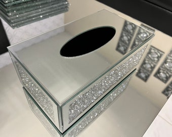 New! Mirrored Tissue Box Holder