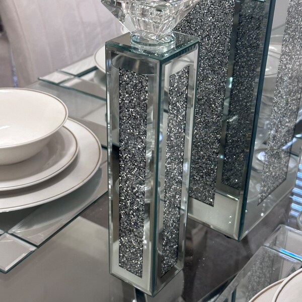 Crushed Diamond Mirror Candle Holder