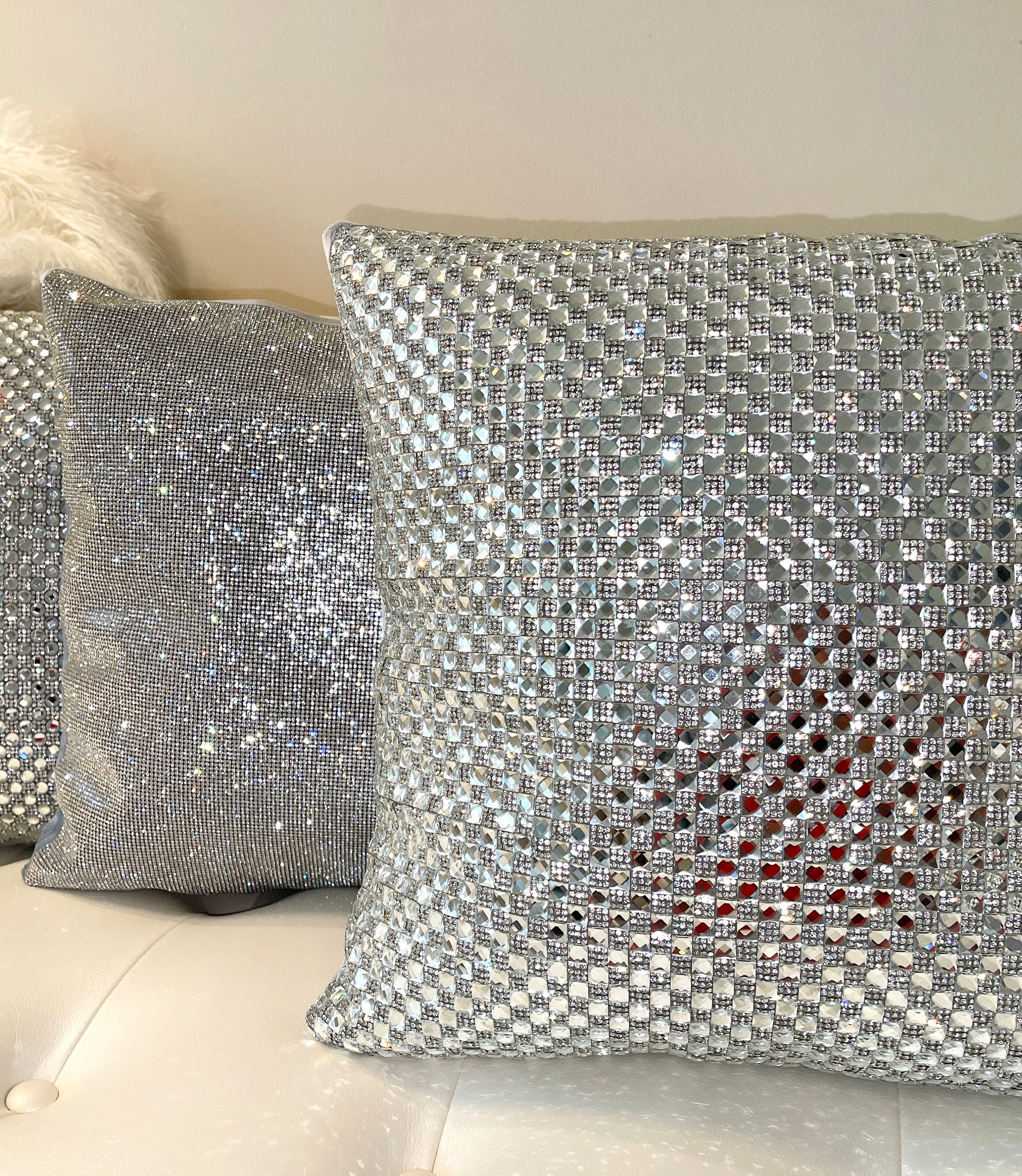 16x16 Glam Rhinestone Pillow Cover 