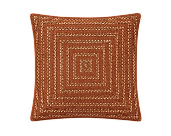 Copper Spice Rhinestone Pillow Cover 16x16, Glam Beaded Throw Pillow Cover, Geometric Accent Cushion Cover