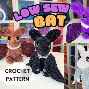 Low Sew Bat Crochet Pattern; Halloween Amigurumi Patterns; PDF Download Crochet Instructions