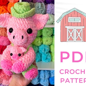 Papa Pig and Baby Pig Crochet Pattern; Digital Amigurumi Pattern; Downloadable PDF Crochet Patterns