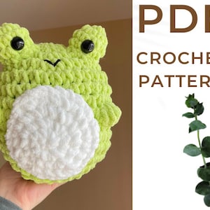 Crochet Pattern Chubby Frog Plushie; PDF Pattern; crochet plushie pattern; frog plushie pattern