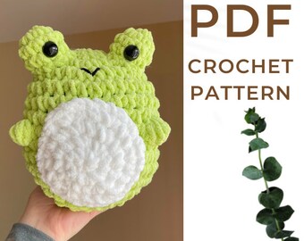 Crochet Pattern Chubby Frog Plushie; PDF Pattern; crochet plushie pattern; frog plushie pattern