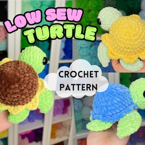 LOW SEW Tiny Twinkie the Turtle Crochet Pattern (TWO Shell Options); Amigurumi Turtle Digital Pattern Download