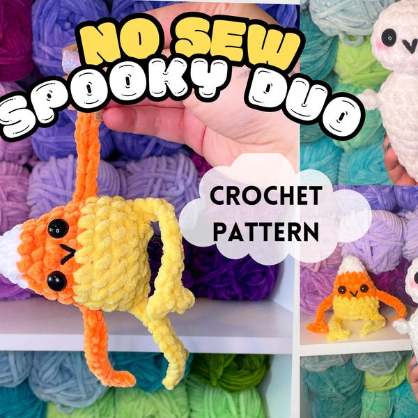 No Sew Spooky Duo - Candy Corn & Ghost Häkelanleitung
